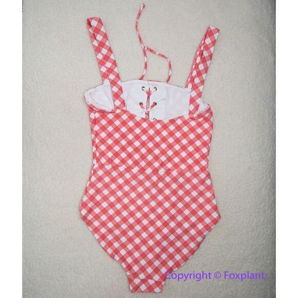 NEW Onia Raquel Barbiecore pink gingham check raquel one‎ piece swimsuit, size S - Picture 9 of 16